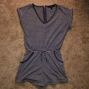 Navy and white striped romper